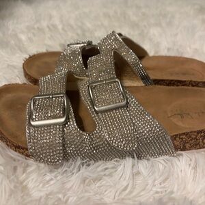 Nicole Miller Silver Sparkle Sandals